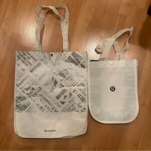 Bundle 2 Lululemon Holiday Reusable Shopping Gift Bag Totes - white silver black